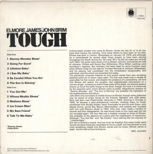 Elmore James Tough vinyl LP album (LP record) UK EMJLPTO528146