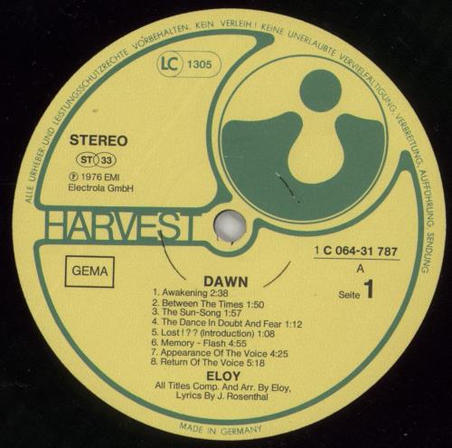Eloy Dawn vinyl LP album (LP record) German LOYLPDA539583