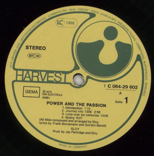 Eloy Power And The Passion vinyl LP album (LP record) German LOYLPPO539582