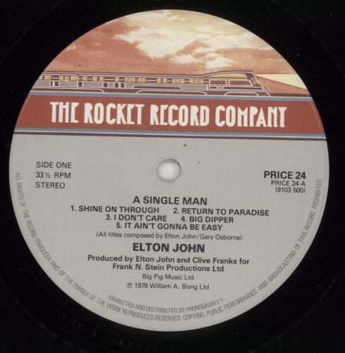 Elton John A Single Man vinyl LP album (LP record) UK JOHLPAS273812