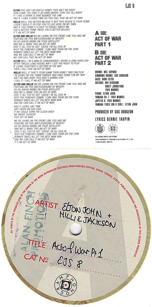 Elton John Act Of War acetate UK JOHATAC373946