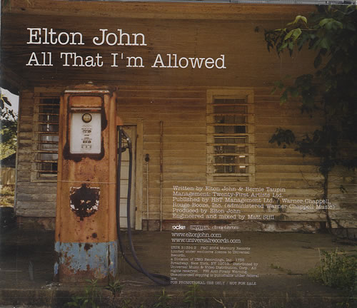 Elton John All That I'm Allowed CD single (CD5 / 5") US JOHC5AL320524