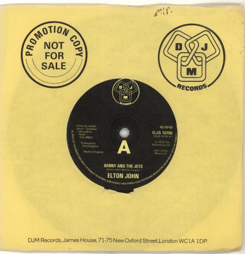 Elton John Benny And The Jets 7" vinyl single (7 inch record / 45) UK JOH07BE127898