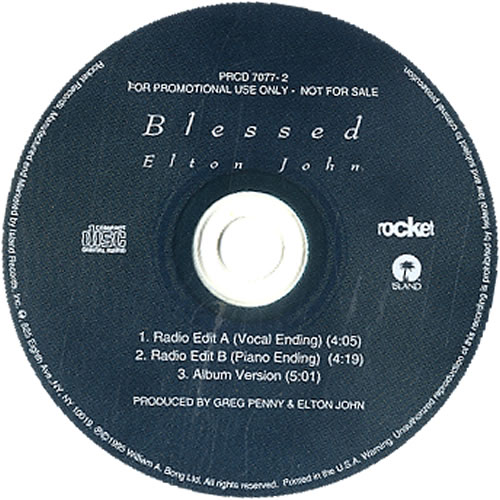 Elton John Blessed CD single (CD5 / 5") US JOHC5BL54304
