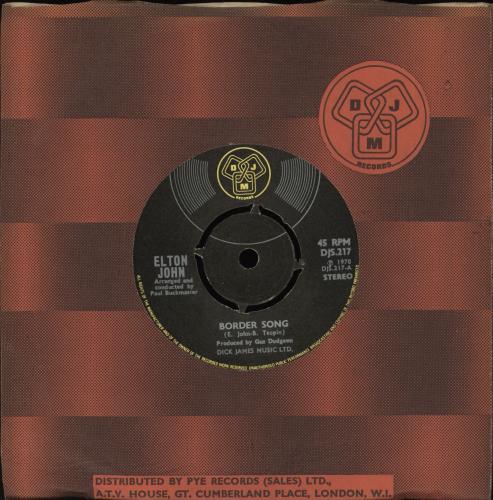 Elton John Border Song 7" vinyl single (7 inch record / 45) UK JOH07BO128841