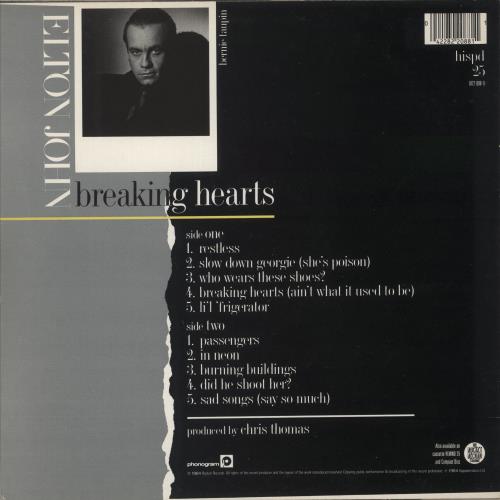 Elton John Breaking Hearts - 2 Song Sticker vinyl LP album (LP record) UK JOHLPBR873888