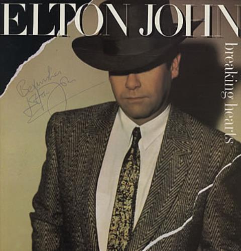 Elton John Breaking Hearts - Autographed! vinyl LP album (LP record) UK JOHLPBR310673
