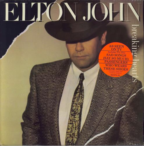 Elton John Breaking Hearts - Orange Stickered Sleeve vinyl LP album (LP record) UK JOHLPBR792212