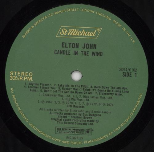 Elton John Candle In The Wind - VG vinyl LP album (LP record) UK JOHLPCA849897