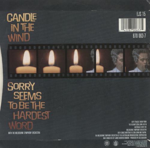 Elton John Candle In The Wind 7" vinyl single (7 inch record / 45) UK JOH07CA43540