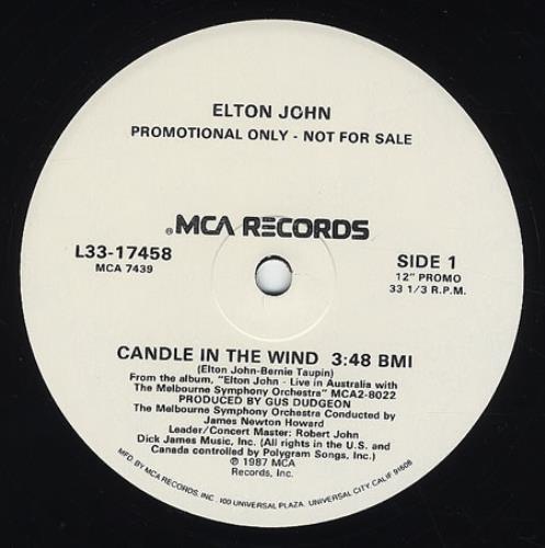 Elton John Candle In The Wind 12" vinyl single (12 inch record / Maxi-single) US JOH12CA72651