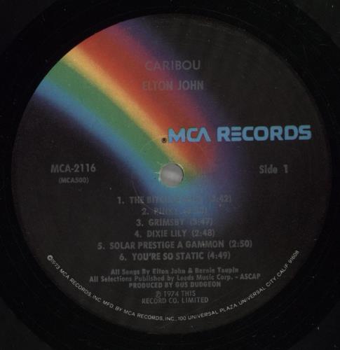 Elton John Caribou vinyl LP album (LP record) US JOHLPCA298747