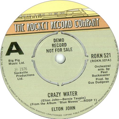 Elton John Crazy Water 7" vinyl single (7 inch record / 45) UK JOH07CR422001