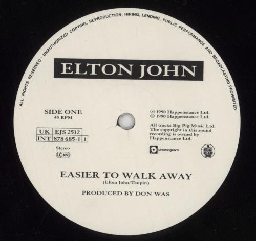 Elton John Easier To Walk Away 12" vinyl single (12 inch record / Maxi-single) UK JOH12EA128977