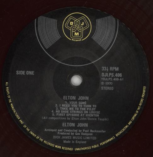 Elton John Elton John - 2nd - Translucent vinyl LP album (LP record) UK JOHLPEL875345