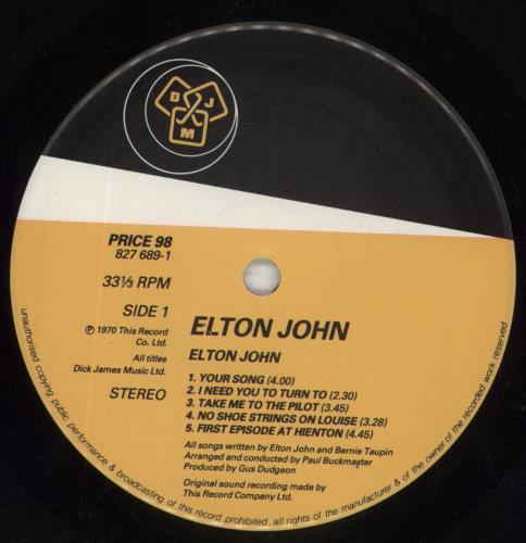 Elton John Elton John vinyl LP album (LP record) UK JOHLPEL497175