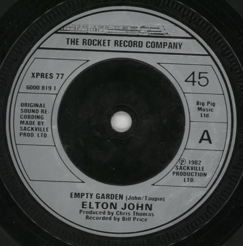 Elton John Empty Garden 7" vinyl single (7 inch record / 45) UK JOH07EM105489
