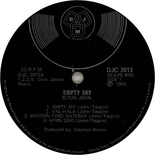 Elton John Empty Sky vinyl LP album (LP record) South African JOHLPEM702844