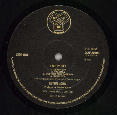 Elton John Empty Sky vinyl LP album (LP record) UK JOHLPEM773954