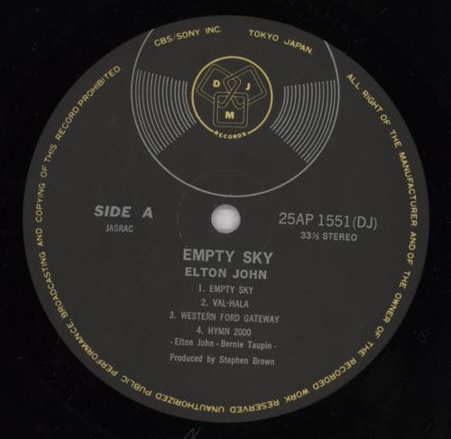 Elton John Empty Sky vinyl LP album (LP record) Japanese JOHLPEM836299