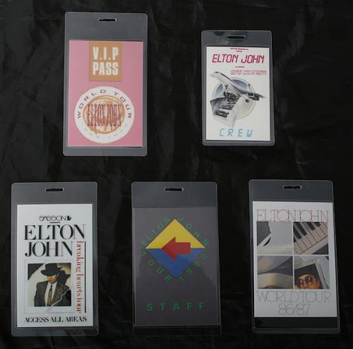 Elton John Five Tour Laminates tour pass US JOHTPFI462501