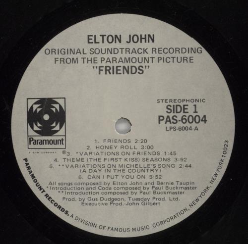 Elton John Friends - EX vinyl LP album (LP record) US JOHLPFR869737
