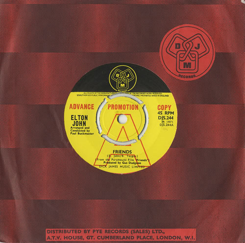 Elton John Friends 7" vinyl single (7 inch record / 45) UK JOH07FR127774