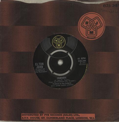 Elton John Friends 7" vinyl single (7 inch record / 45) UK JOH07FR498393