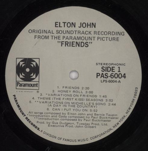 Elton John Friends vinyl LP album (LP record) US JOHLPFR58908