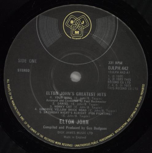 Elton John Greatest Hits - VG Sleeve vinyl LP album (LP record) UK JOHLPGR882822