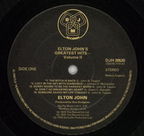 Elton John Greatest Hits Volume II vinyl LP album (LP record) UK JOHLPGR458435