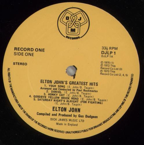 Elton John Greatest Hits Volumes I & II 2-LP vinyl record set (Double LP Album) UK JOH2LGR618766