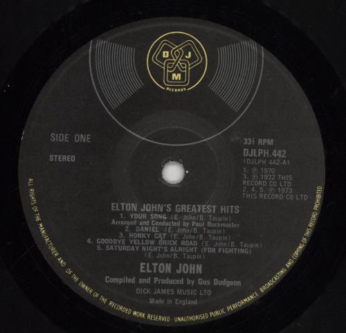 Elton John Greatest Hits vinyl LP album (LP record) UK JOHLPGR647291