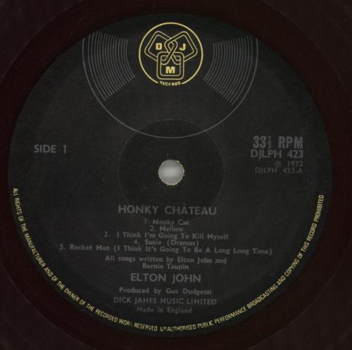 Elton John Honky Chateau - 2nd - Red vinyl LP album (LP record) UK JOHLPHO636438
