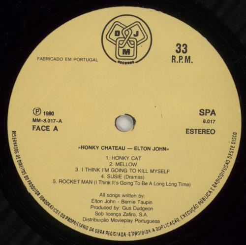 Elton John Honky Chateau vinyl LP album (LP record) Portuguese JOHLPHO273811