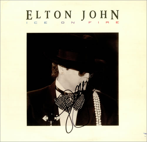 Elton John Ice On Fire - Autographed vinyl LP album (LP record) US JOHLPIC452030