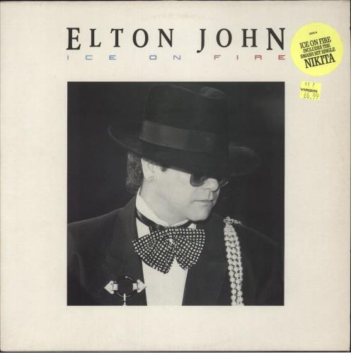 Elton John Ice On Fire - Hype Stickered sleeve vinyl LP album (LP record) UK JOHLPIC705611