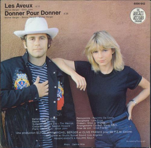 Elton John Les Aveux - Paper label 7" vinyl single (7 inch record / 45) Dutch JOH07LE798434