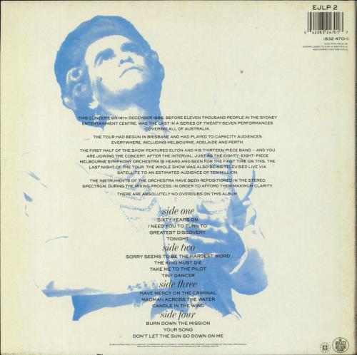 Elton John Live In Australia - Hype Sticker 2-LP vinyl record set (Double LP Album) UK JOH2LLI793946