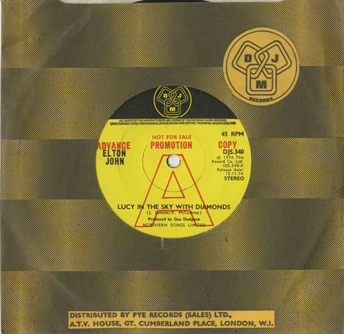 Elton John Lucy In The Sky With Diamonds - A Label 7" vinyl single (7 inch record / 45) UK JOH07LU140881