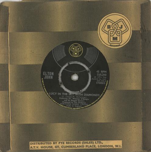 Elton John Lucy In The Sky With Diamonds - four prong - Translucent Vinyl 7" vinyl single (7 inch record / 45) UK JOH07LU874224