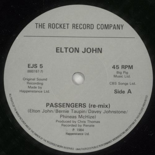 Elton John Passengers - Remix 7" vinyl single (7 inch record / 45) UK JOH07PA517912
