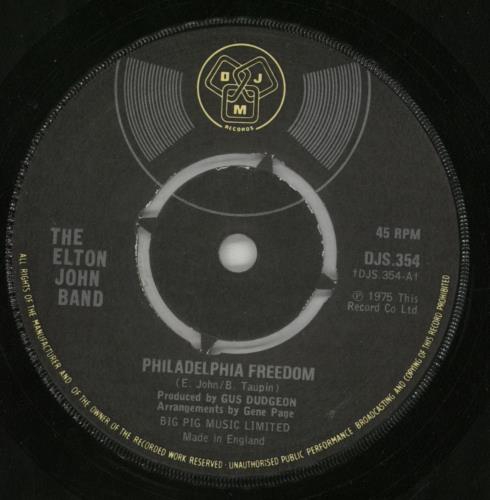 Elton John Philadelphia Freedom - P/S 7" vinyl single (7 inch record / 45) UK JOH07PH34665
