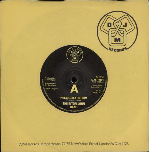 Elton John Philadelphia Freedom 7" vinyl single (7 inch record / 45) UK JOH07PH775908
