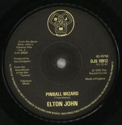 Elton John Pinball Wizard 7" vinyl single (7 inch record / 45) UK JOH07PI603955