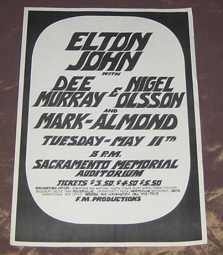 Elton John Sacramento Memorial Auditorium poster US JOHPOSA366273