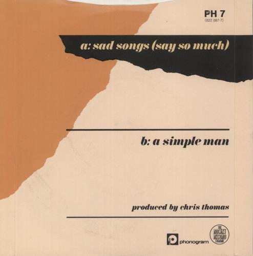 Elton John Sad Songs (Say So Much) - P/S - Solid 7" vinyl single (7 inch record / 45) UK JOH07SA700074