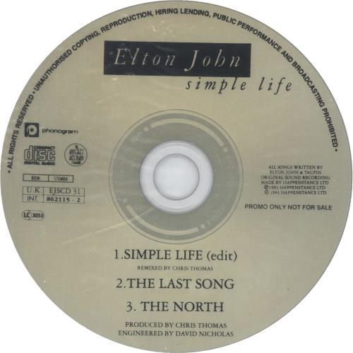 Elton John Simple Life CD single (CD5 / 5") UK JOHC5SI18889