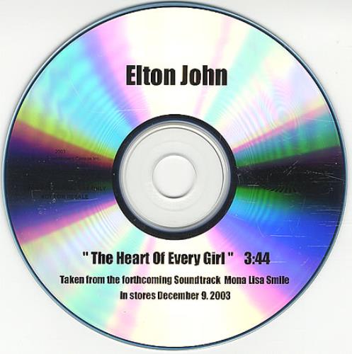 Elton John The Heart Of Every Girl CD-R acetate Canadian JOHCRTH387643