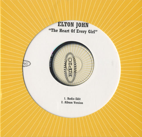 Elton John The Heart Of Every Girl CD-R acetate US JOHCRTH454408